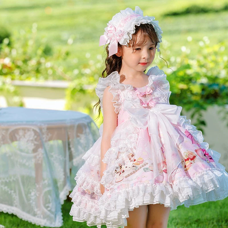 2023 Summer New Super Fashionable Girls' Lolita Princess Dress Cartoon Sweet Pettiskirt Dress
